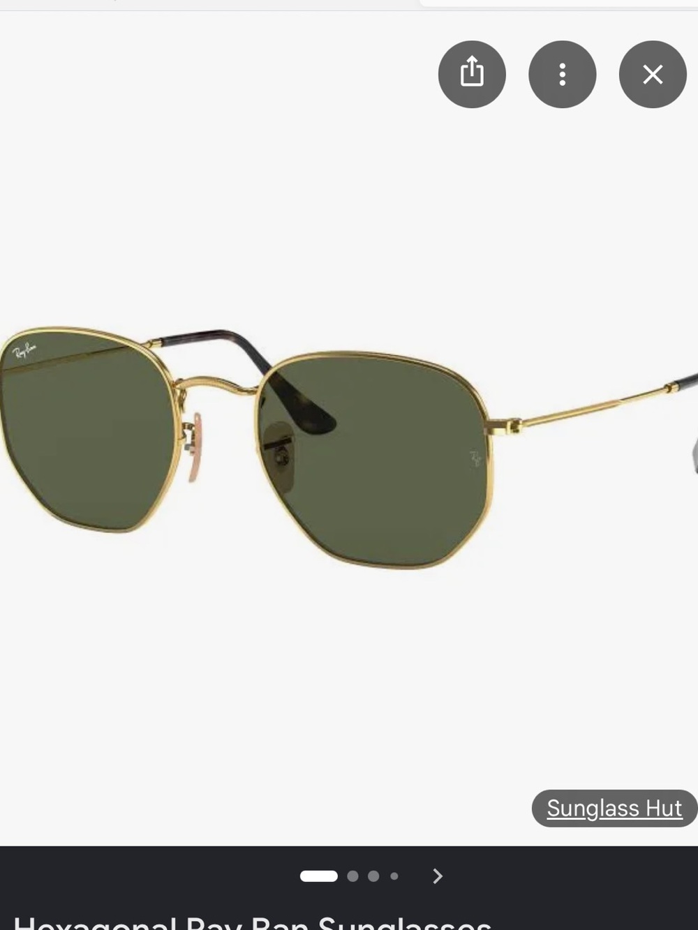 Ray-Ban Men’s Black Lens Gold Frame Sunglasses with Case